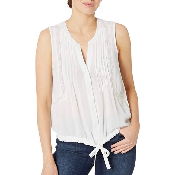 Sanctuary Savannah Shell Sleeveless Top White Button & Tie Front XS New - Picture 1 of 6